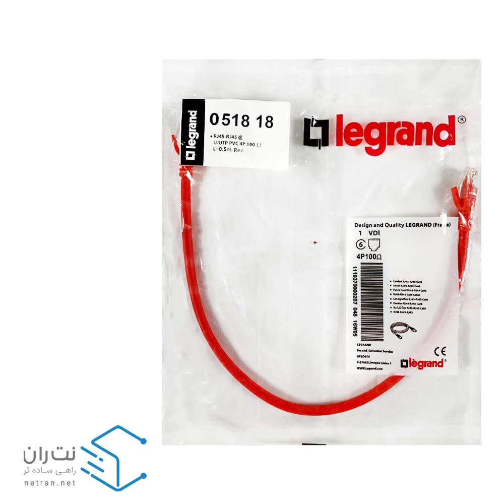 پچ کورد لگراند (کابل لن) Cat6 UTP روکش PVC قرمز 50 سانتی متری (0.5m)-4